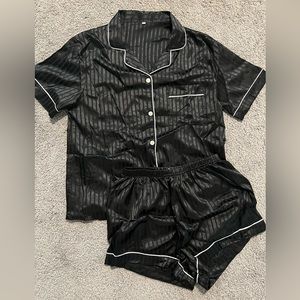 Small Satin Black Short Pijamas
